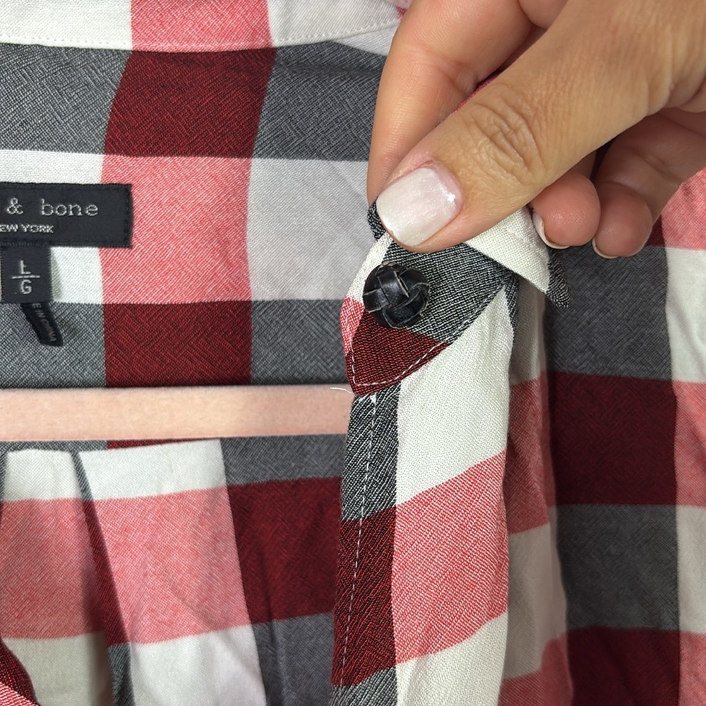 Rag & Bone Camille Top Drape Front High Low Plaid… - image 7